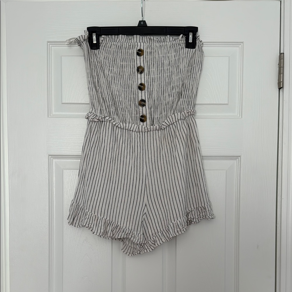 Cute Striped Button-Up Romper